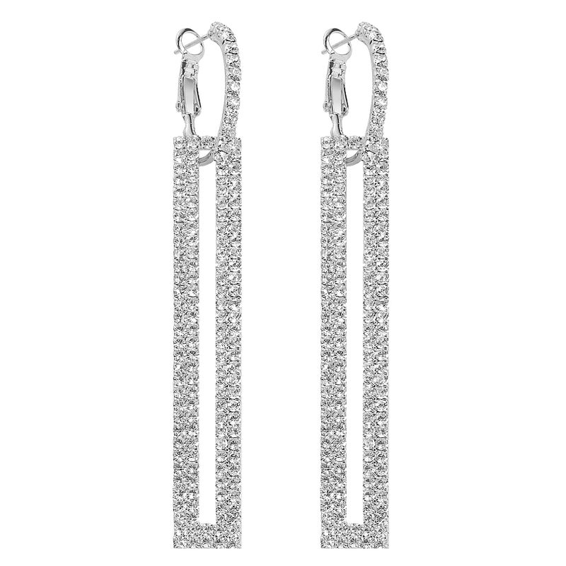 QJLE Silver Geometric Dangle Earrings for Women - Image 1